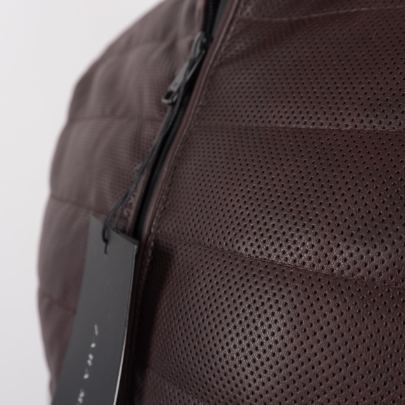 Zara Man Jacket Coat Faux Leather Puffer Brown NWT - Picture 2 of 7